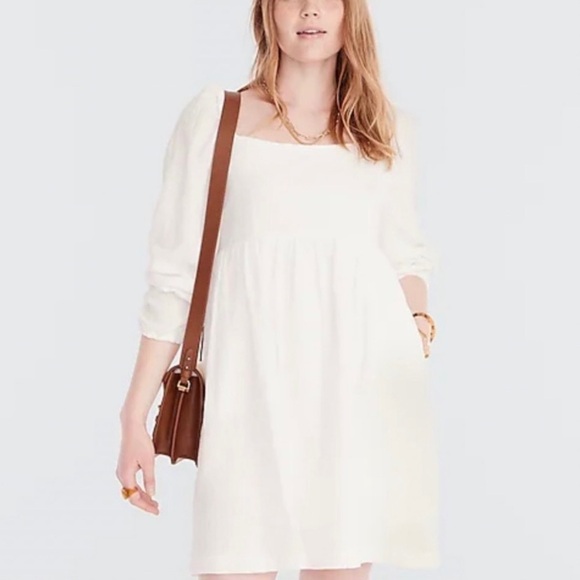 J. Crew Square Neck Soft Gauze Dress White NWT - Picture 1 of 4